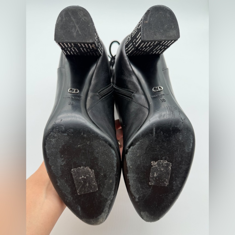 Christian Dior Stellar Ankle Boots Black Leather Studded Accent Heels EU 38 US 8 - Picture 12 of 14